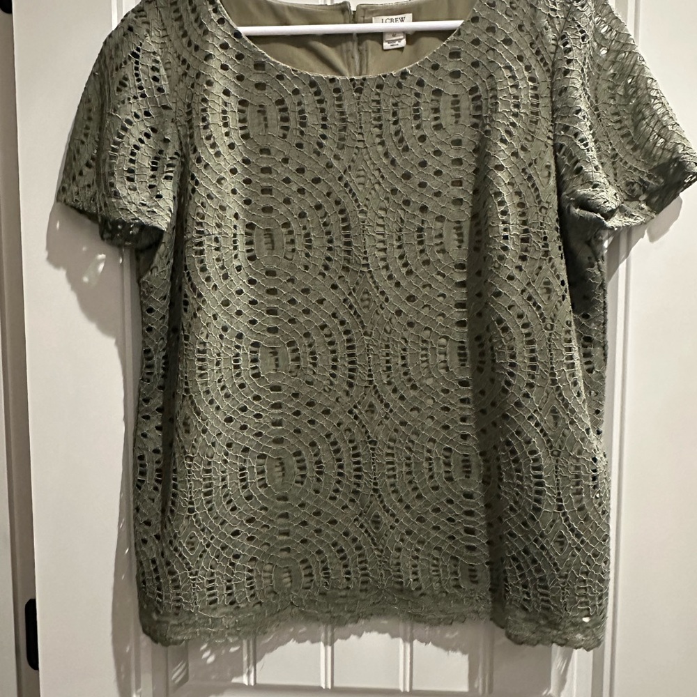 J. Crew Olive Lace Top
